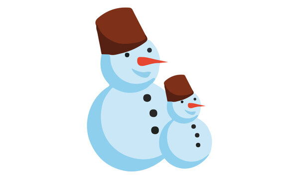 Snowman with Hat Illustration Vector Image Isolated