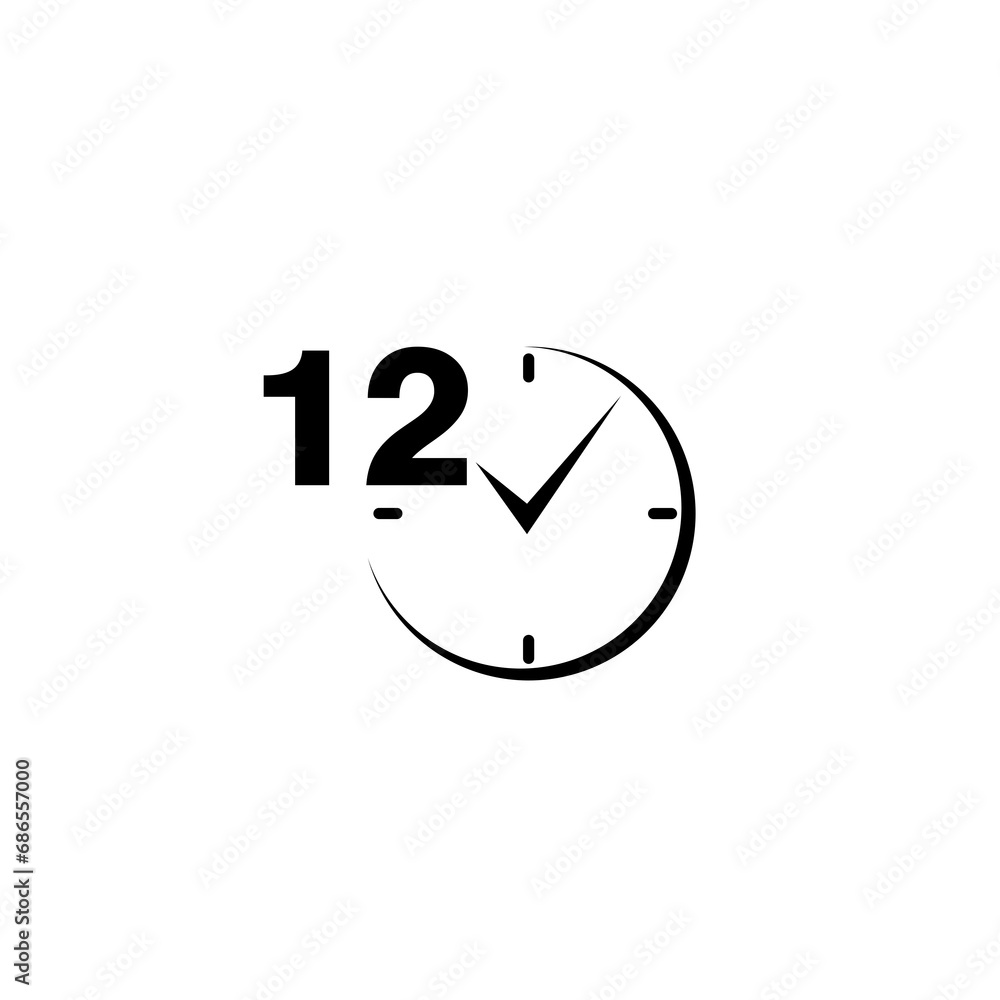 Poster 12 hour clock icon isolated on transparent background