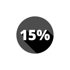 15 percent button icon isolated on transparent background