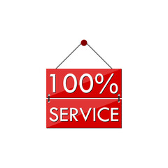 100 percent service sign isolated on transparent background