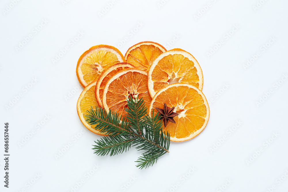 Sticker Dried orange, concept of delicious dried fruit