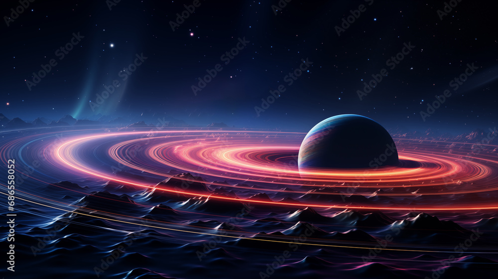 Canvas Prints creative illustration of universe planet,created with generative ai tecnology.