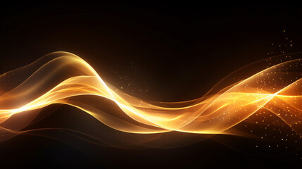 Gold abstract digital dynamic wavy glowing line
