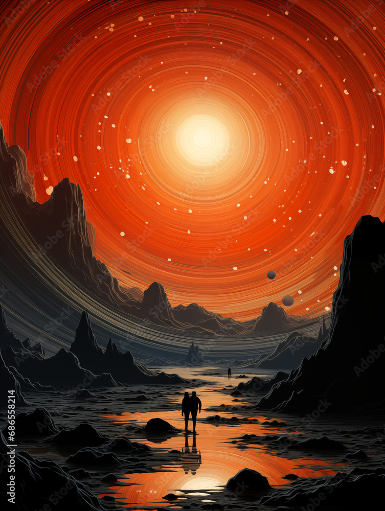 Canvas Prints looking at the vast space creative illustration,created with generative ai tecnology.