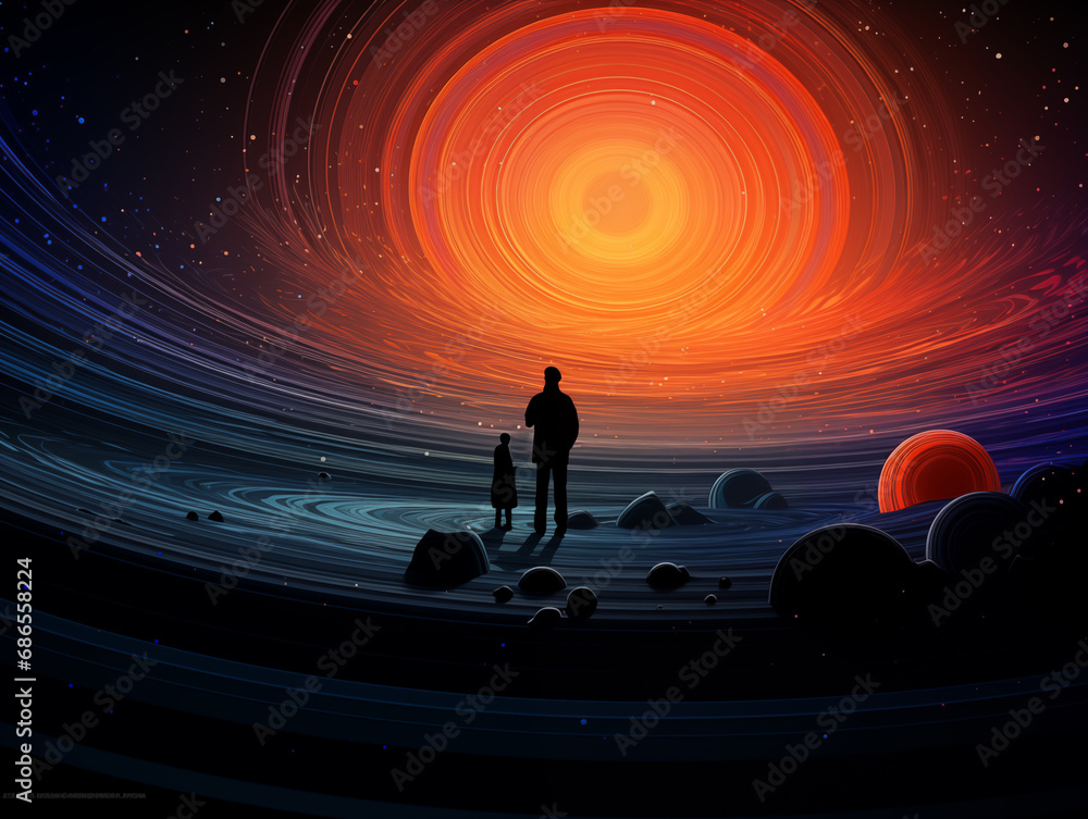 Canvas Prints looking at the vast space creative illustration,created with generative ai tecnology.