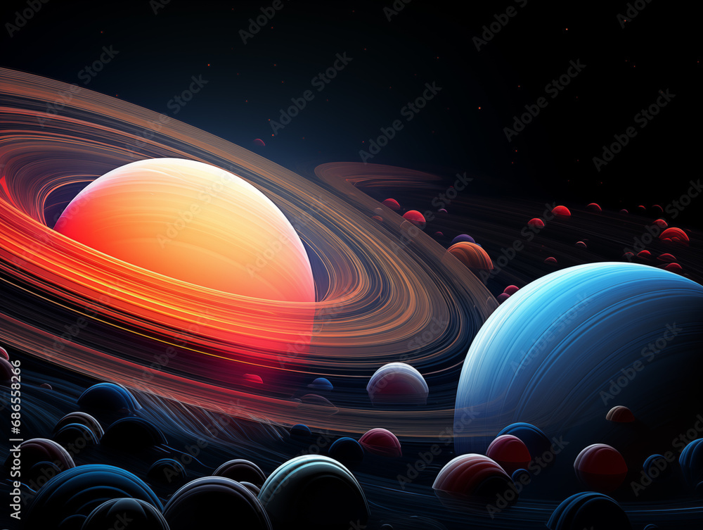 Canvas Prints creative illustration of universe planet,created with generative ai tecnology.