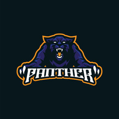 Panther mascot logo design vector with modern illustration concept style for badge, emblem and t shirt printing. Angry panther illustration for sport and esport team.