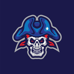 Skull patriot mascot logo design vector with modern illustration concept style for badge, emblem and t shirt printing. Skull patriot illustration for sport and esport team.