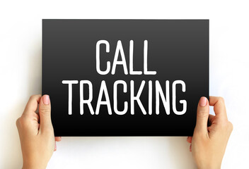 Call Tracking text on card, concept background