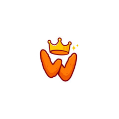 chicken wing logo design. Vector illustration of fried chicken wing and crown element. modern logo design vector