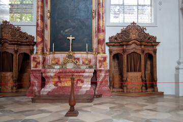 Interior decoration of St. Martin's Basilica in Weingarten