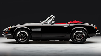a black convertible car with a red top - obrazy, fototapety, plakaty