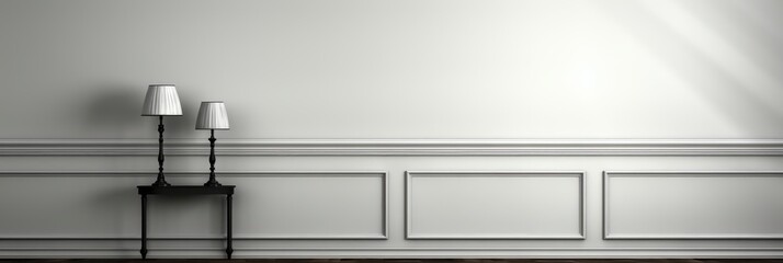 Empty White Interior Vintage Room Withou , Banner Image For Website, Background, Desktop Wallpaper