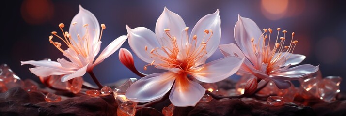 Fototapeta na wymiar Flower On Soft Pastel Color Blur , Banner Image For Website, Background, Desktop Wallpaper