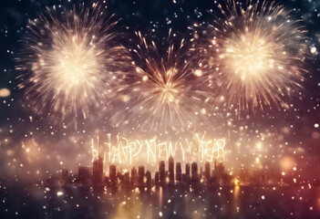 Fototapeta na wymiar Celebrazione Scintillante- Sfondo Festivo con Fuochi d'Artificio per il Nuovo Anno