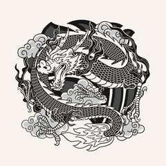 Vintage Style of Dragon Tattoo design