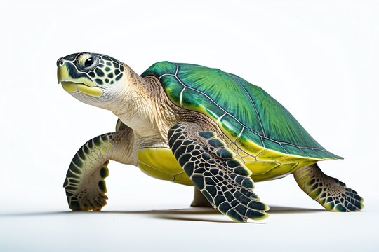 a green and yellow turtle