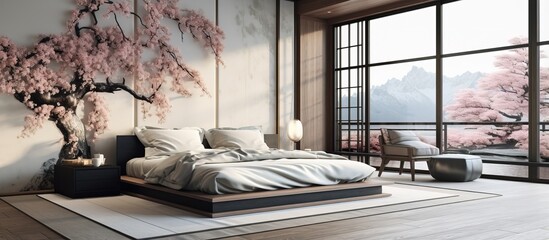 a contemporary Japanese bedroom