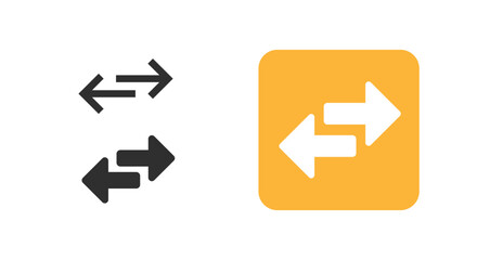 Change exchange icon arrows simple vector graphic, transfer swap switch logo symbol pictogram button yellow orange black white, replace reverse two way label, opposite move image clipart line outline