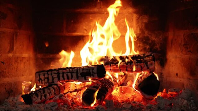 Fireplace 4k. Asmr sleep. Fire place at home for relaxing evening
