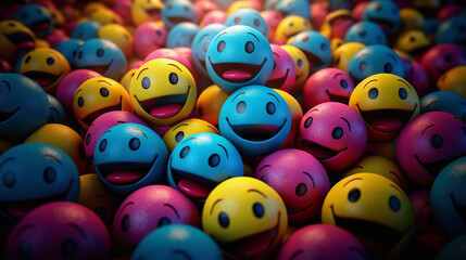 a lot of smiles faces colorful