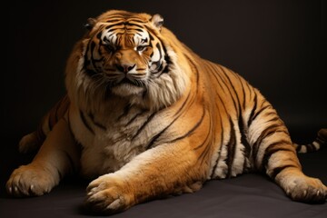 Fototapeta premium very fat old angry bengal tiger full body portrait isolated