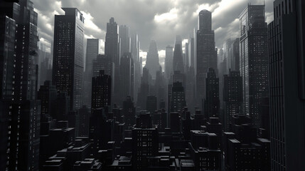 Fototapeta na wymiar city skyline dark buildings