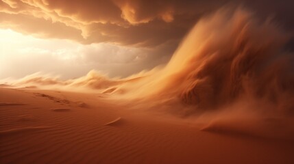 Beautiful sandstorm in the desert. - obrazy, fototapety, plakaty