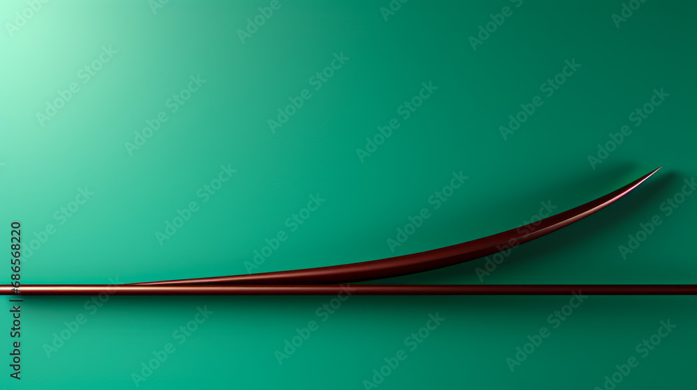 Poster abstract minimalist art of wavy red lines on green gradient background, conceptual negative space st
