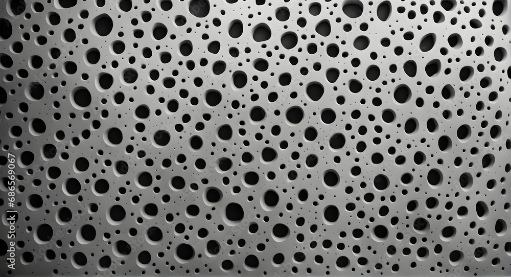 Poster closeup of a wall with a pattern of many depressions complex patterns, black and white photo