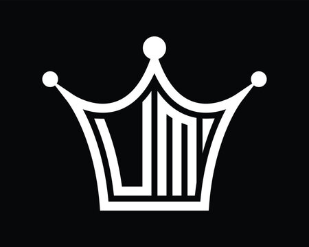 Crown shape UM letter logo design vector art