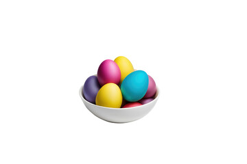 a high quality stock photograph of a bowl with easter eggs isolated on a white background