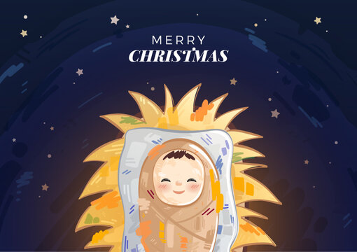 Nativity baby Jesus christmas greeting card