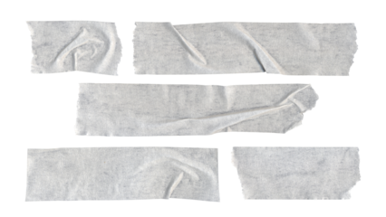 Set of duct tape lines in png format, isolated white paper stripes of adhesive tape on transparent background
