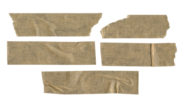 Set of duct tape lines in png format, isolated craft paper stripes of adhesive tape on transparent background