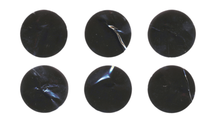 Set of duct tape circles in png format, isolated black circles of adhesive tape on transparent background