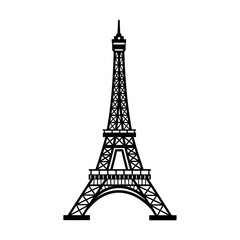 Fototapeta na wymiar Eiffel Tower in Paris on a white background. Landmark of Paris. Vector linear illustration silhouette