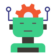 human capabilities cybernetic vector icon design, predictive modeling or adaptive control symbol, artificial intelligence sign, deep learning  illustration, robotics self-improving automation concept