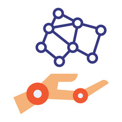 prosthetics advancing vector icon design, predictive modeling or adaptive control symbol, artificial intelligence  sign, deep learning stock illustration, Bionics and Myoelectric Prosthetics concept