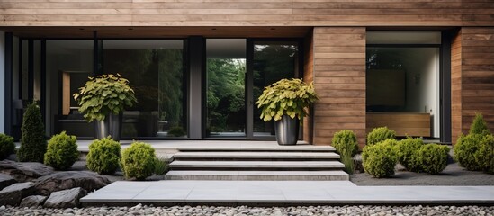 Obraz premium Modern house lively cottage entrance