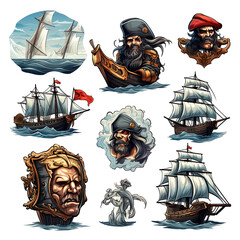 Pirates Ship Boat Illustration