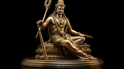 Indian Hindu religious brass statue. black background. Sculpture of goddess. Goddess idol. Religious festival - obrazy, fototapety, plakaty