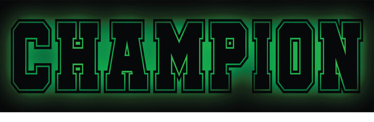 Champion Word With Blur Effect Colorful Vector Isolated.