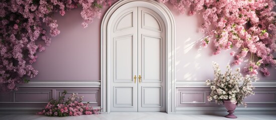 Background of a door with flowers