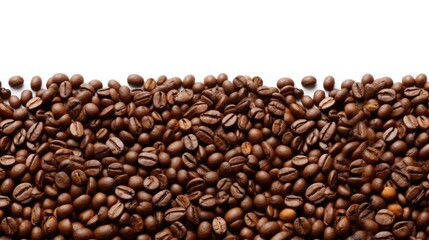 panoramic border of aromatic coffee beans against a pristine white backdrop, leaving space for your message.