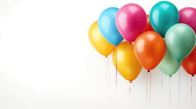 Elevate your designs with a set of vibrant balloons on a clean white background