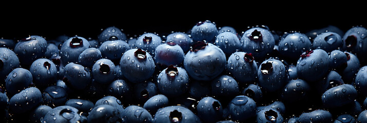 Fresh blueberries banner. Blueberry background. Close-up food photography - obrazy, fototapety, plakaty
