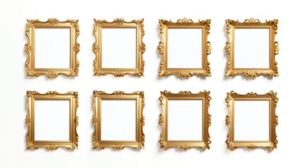 Opulent Elegance: Elevate your designs with a set of golden picture frames, each offering a luxurious touch of antique charm.