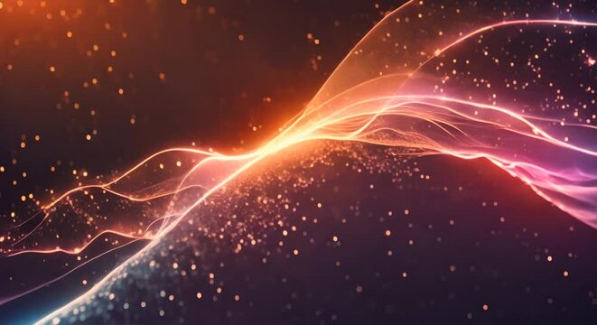4K Abstract motion background animation shining particles sphere sparks and magic dust forming in space wave flow with light rays on glow background with 3d rendering , Ai Generated