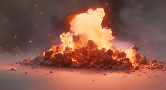 Fiery Ambience: Realistic 3D Animated Fire with Smoke and Sparks - Drag & Drop in ProRes HQ 32-bit Alpha Channel, Ai Generated